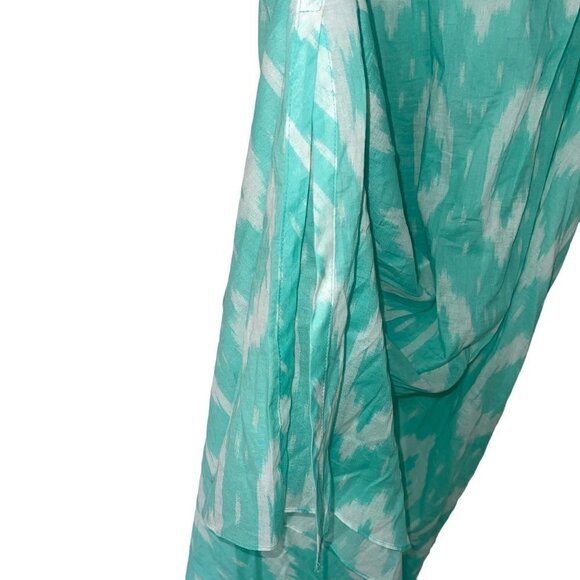 Natori Women Nightgown Size Medium Green White Pure Cotton Sleepwear Batik Print - Picture 8 of 10